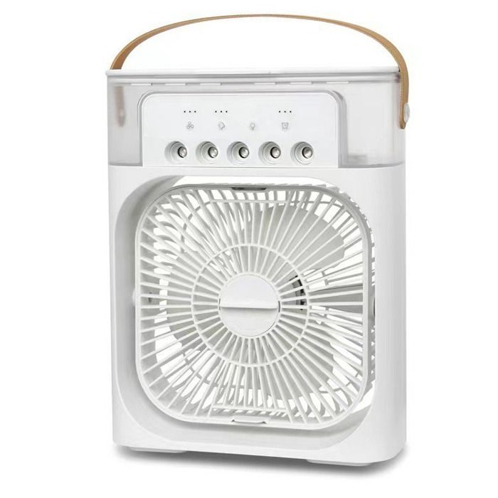 Tischventilator Mit Nebelfunktion – Usb-aufladbar – Kühlender Und Befeuchtender Ventilator – Weiß + 19,7 X 6,3 X 14,5 Cm