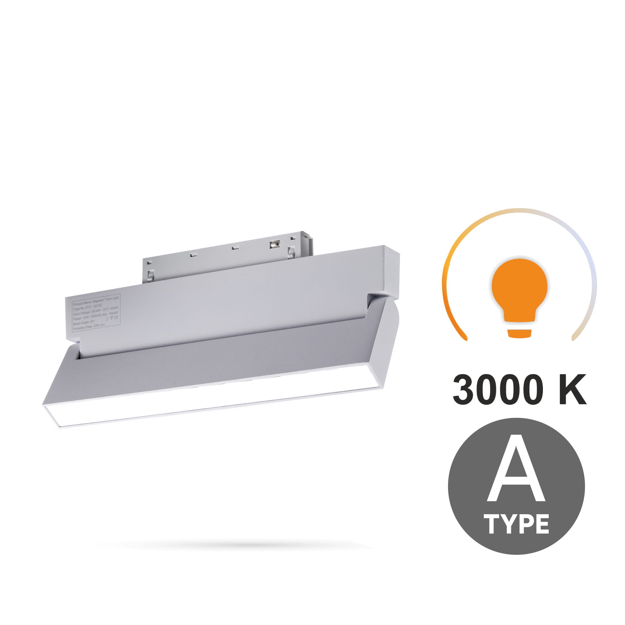 Verstellbarer, Weißer Flutlichtstrahler 12 W 3 Cct Typ A Für Magnetschienen Smart Track 48 Vdc