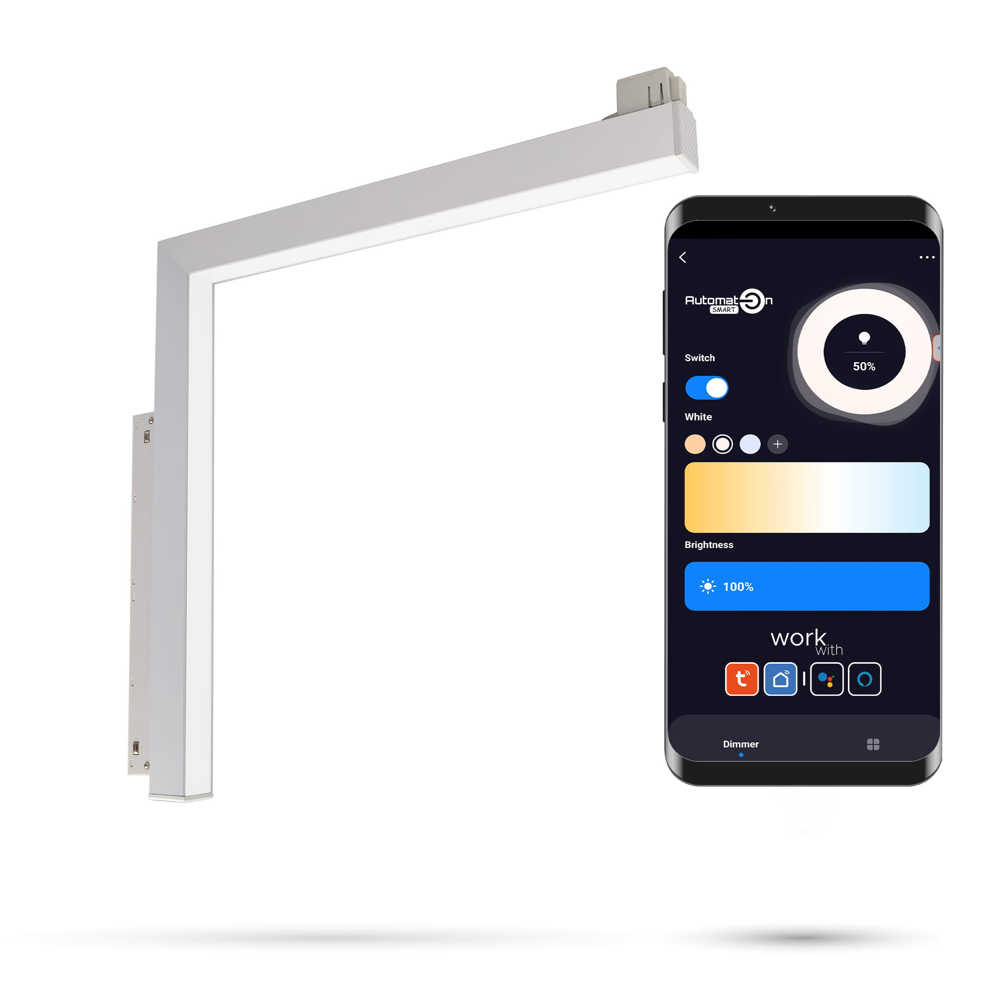 Linearer Led-scheinwerfer Mit Winkel, Weiß, Vertikal, Wifi Zigbee Ultron 16w Für Magnetschienen Smart Track 48vdc 3000-6000k Dimmbar
