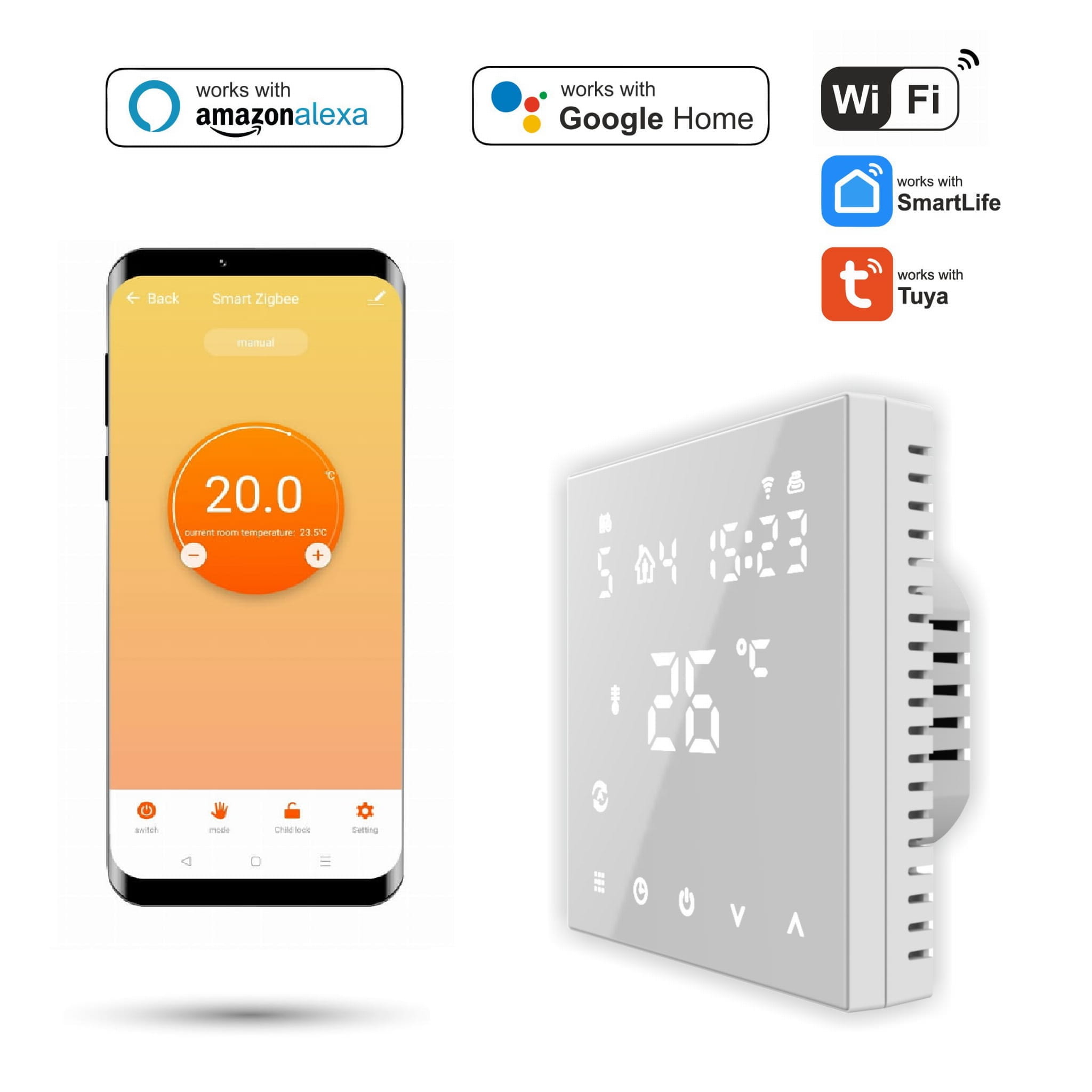 Wlan-raumthermostat Tuya 3a Weiß Pro2