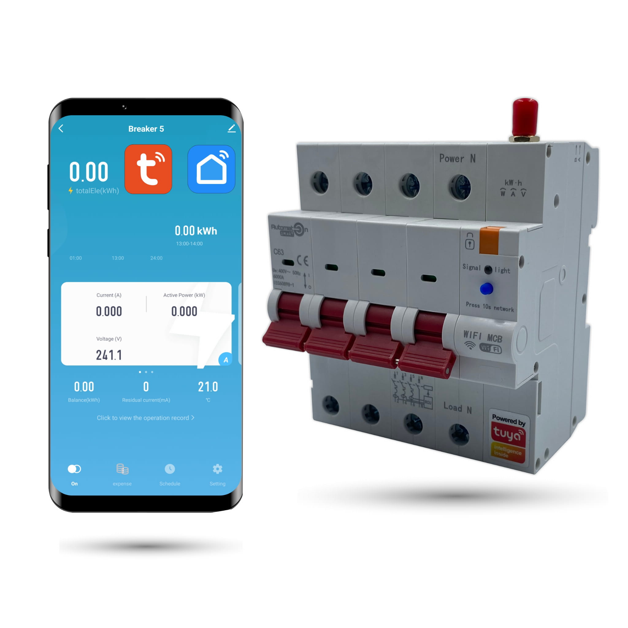Tuya Wifi-sicherung 3-phasig 63a 4p Energiemessung