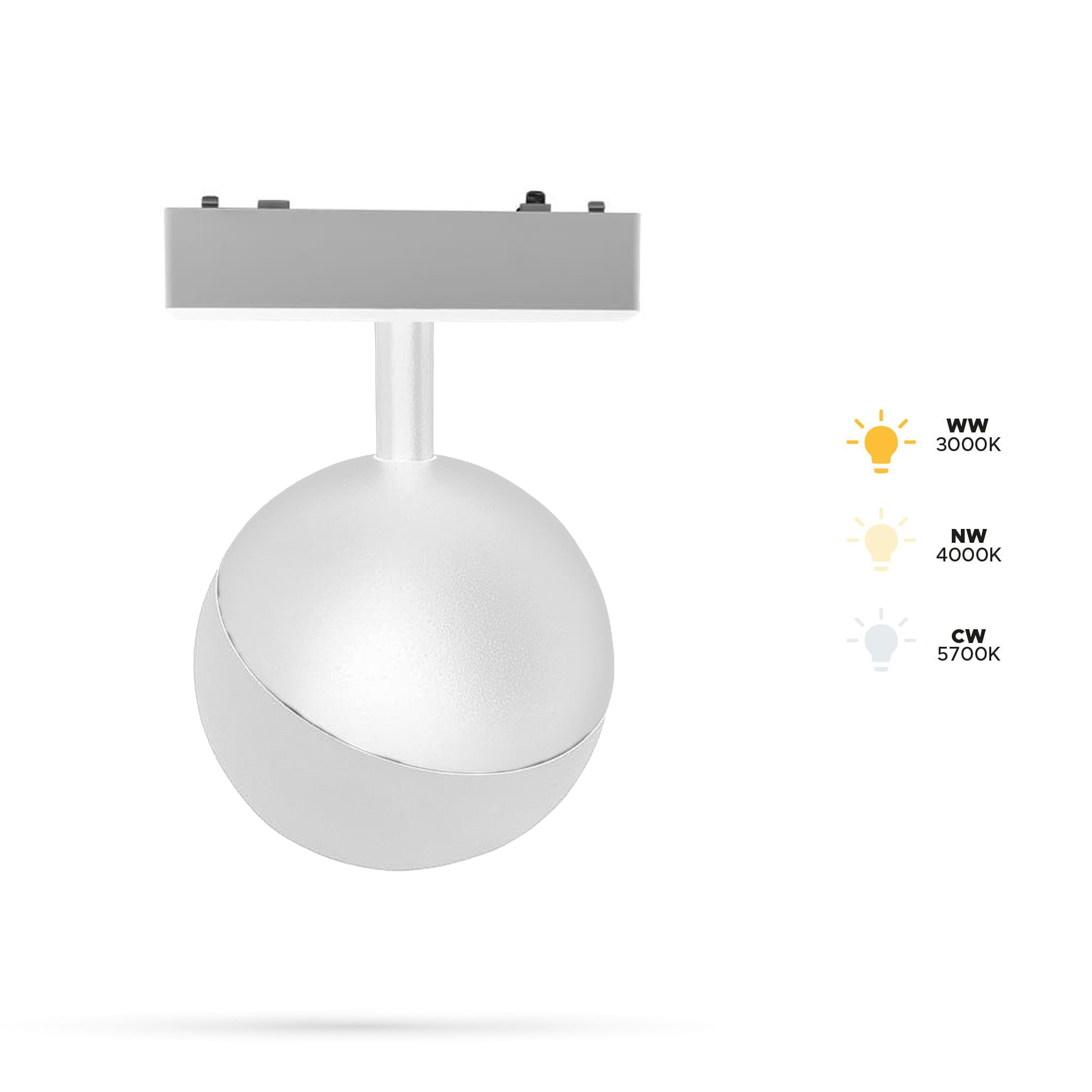 Weiße Kugellampe 6w D Für Magnetschienen Slim Track 48vdc 3cct 3000k, 4000k, 5700k