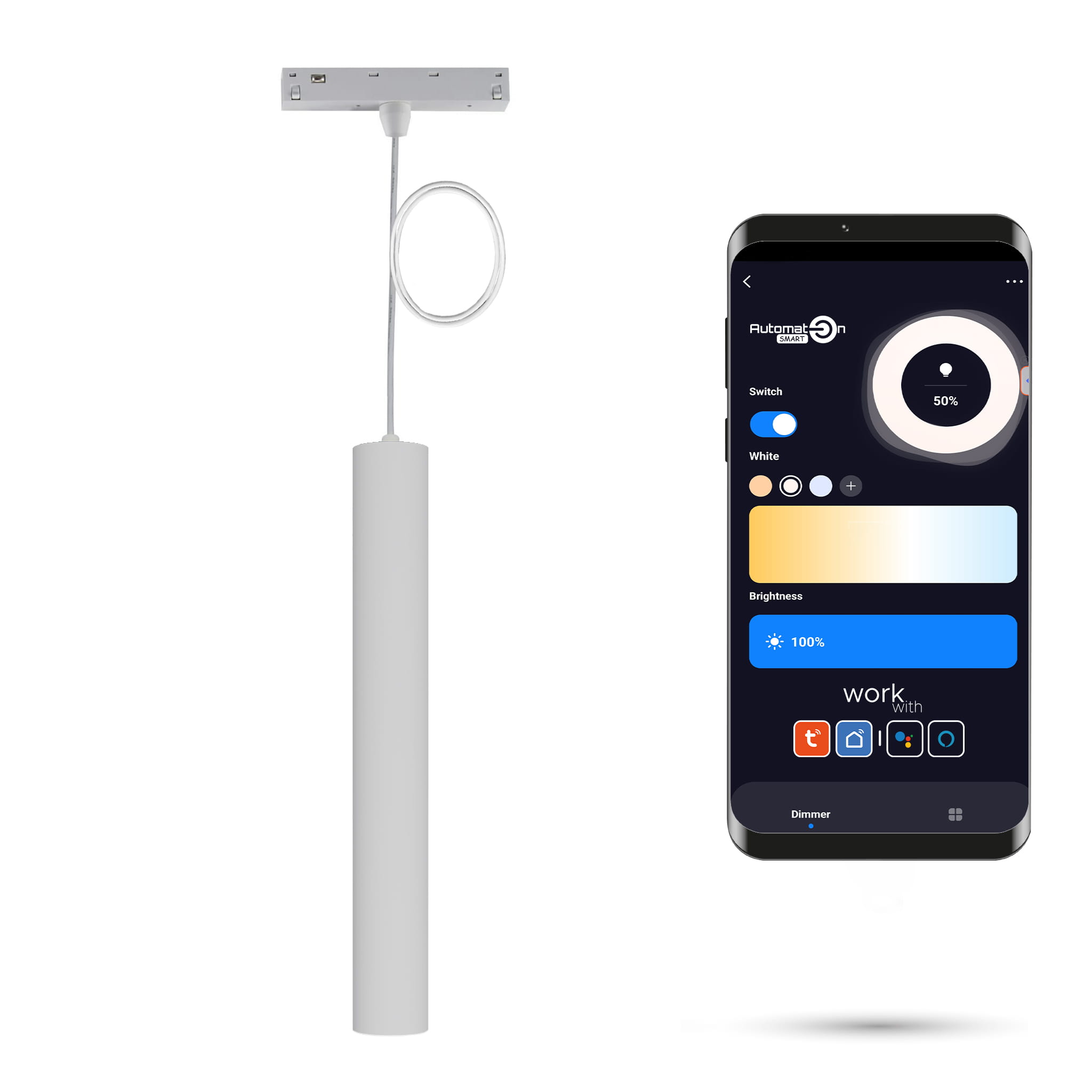 Weiße Led-wlan-zigbee-röhren-pendelleuchte 10 W Für Magnetschienen Smart Track 48 Vdc 3000–6500 K Dimmbar