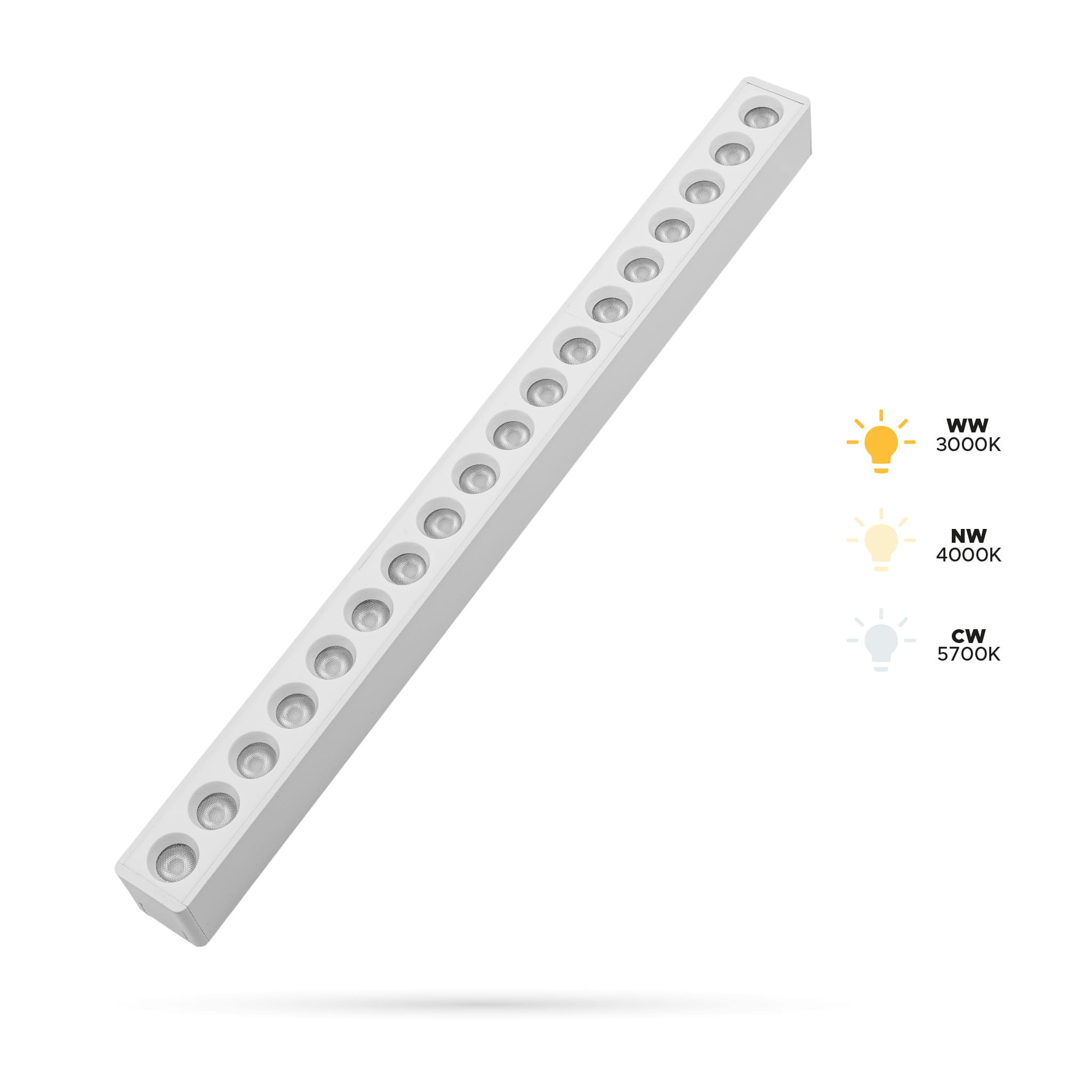 18-w-s18-weiß-linearstrahler Für Slim Track- Und Fiberflex-schienen, 48 V Dc, 3 Farbtemperaturen (3000 K, 4000 K, 5700 K)