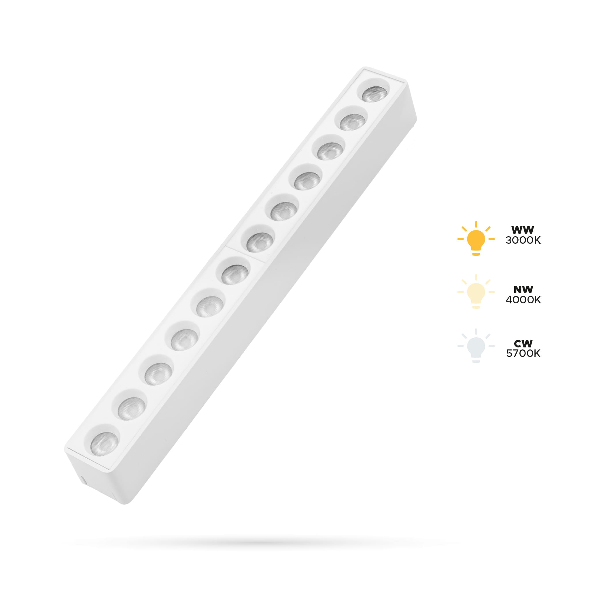 12-w-s12-weiß-linearstrahler Für Slim Track- Und Fiberflex-schienen, 48 V Dc, 3 Farbtemperaturen (3000 K, 4000 K, 5700 K)