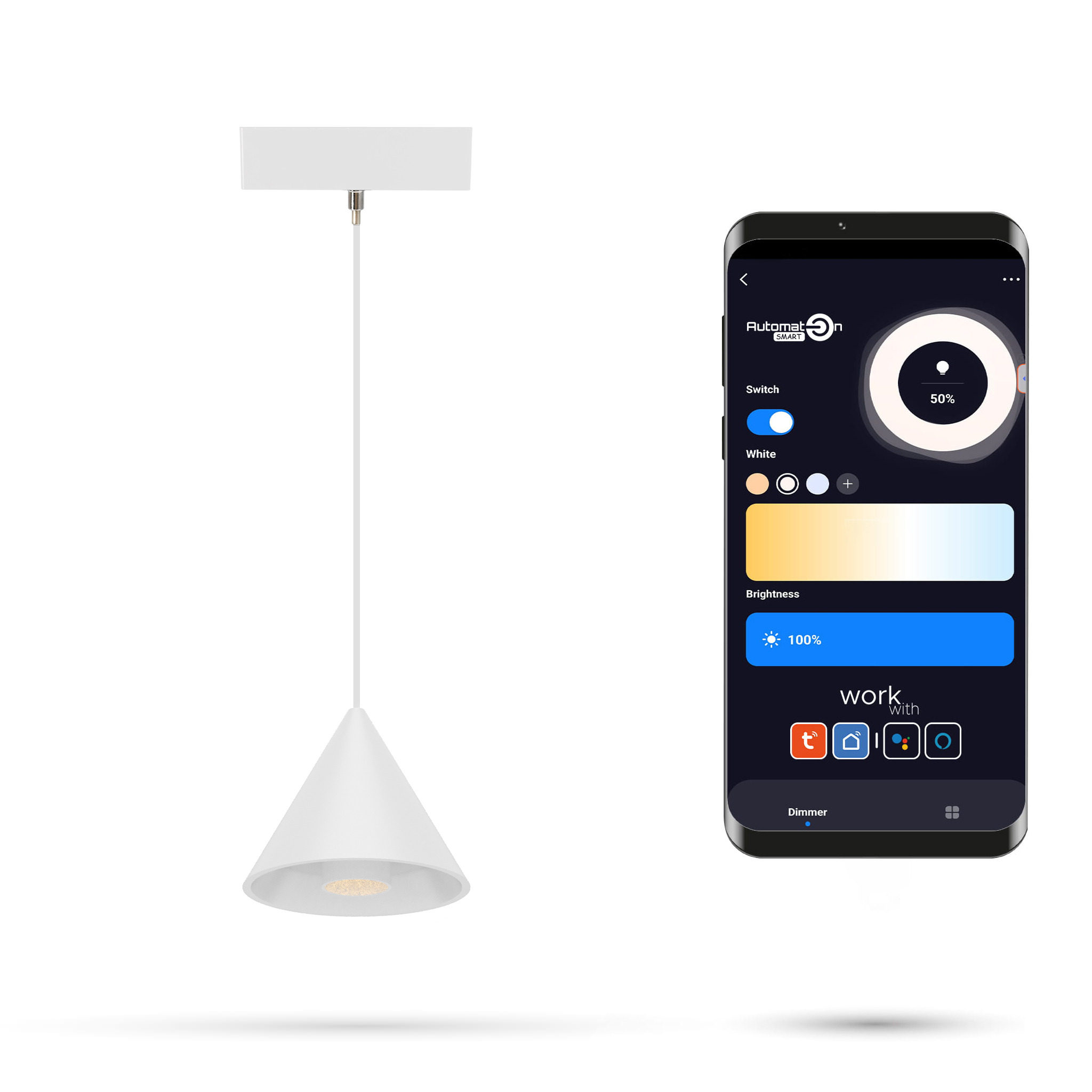 Zigbee-kegellampe, Weiß, 6 W, Md90, Für Slim Track-schienen, 48 V Dc, 3000 K–6000 K, Dimmbar
