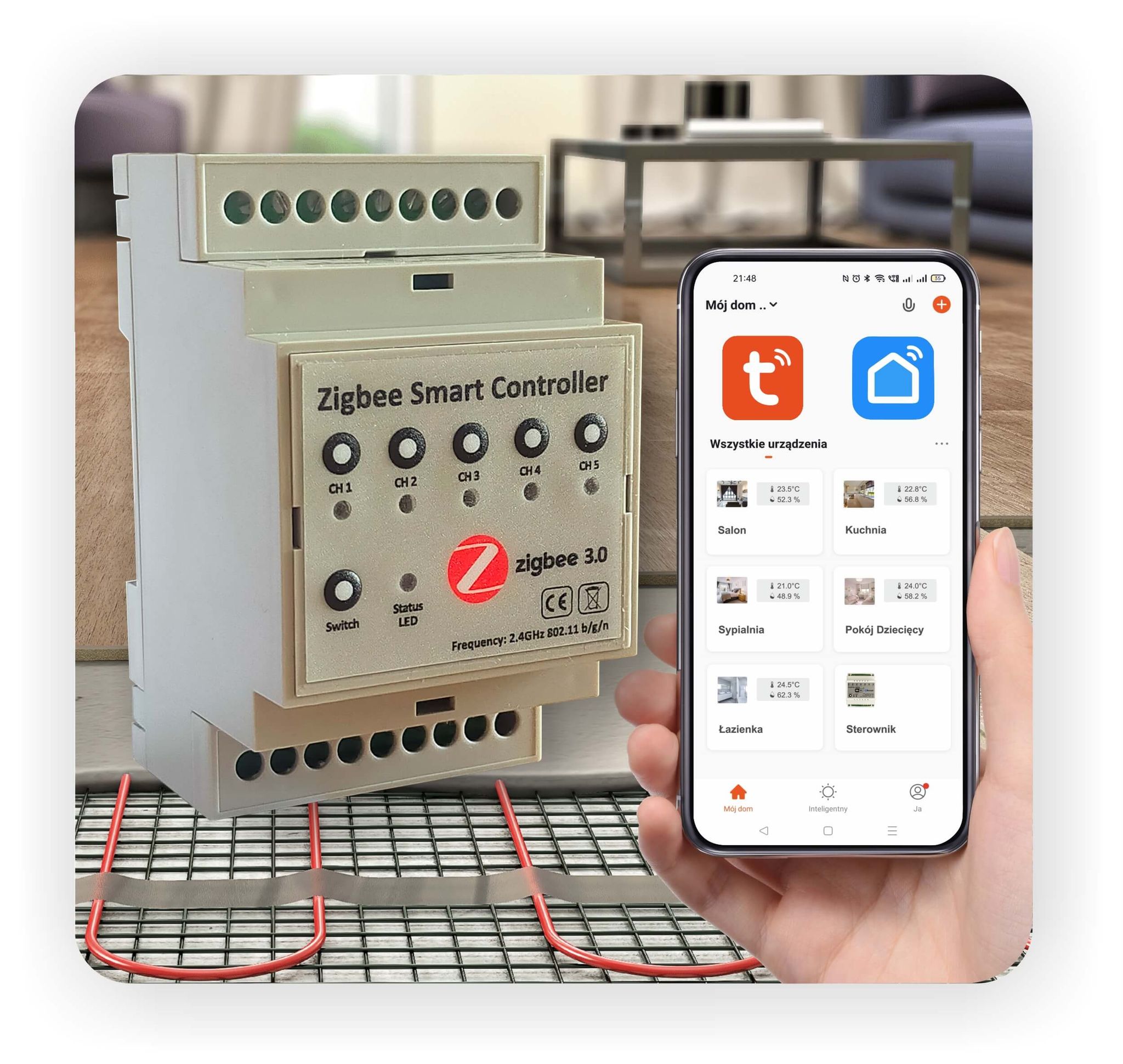 Zigbee-fußbodenheizungsregler – 5 Zonen