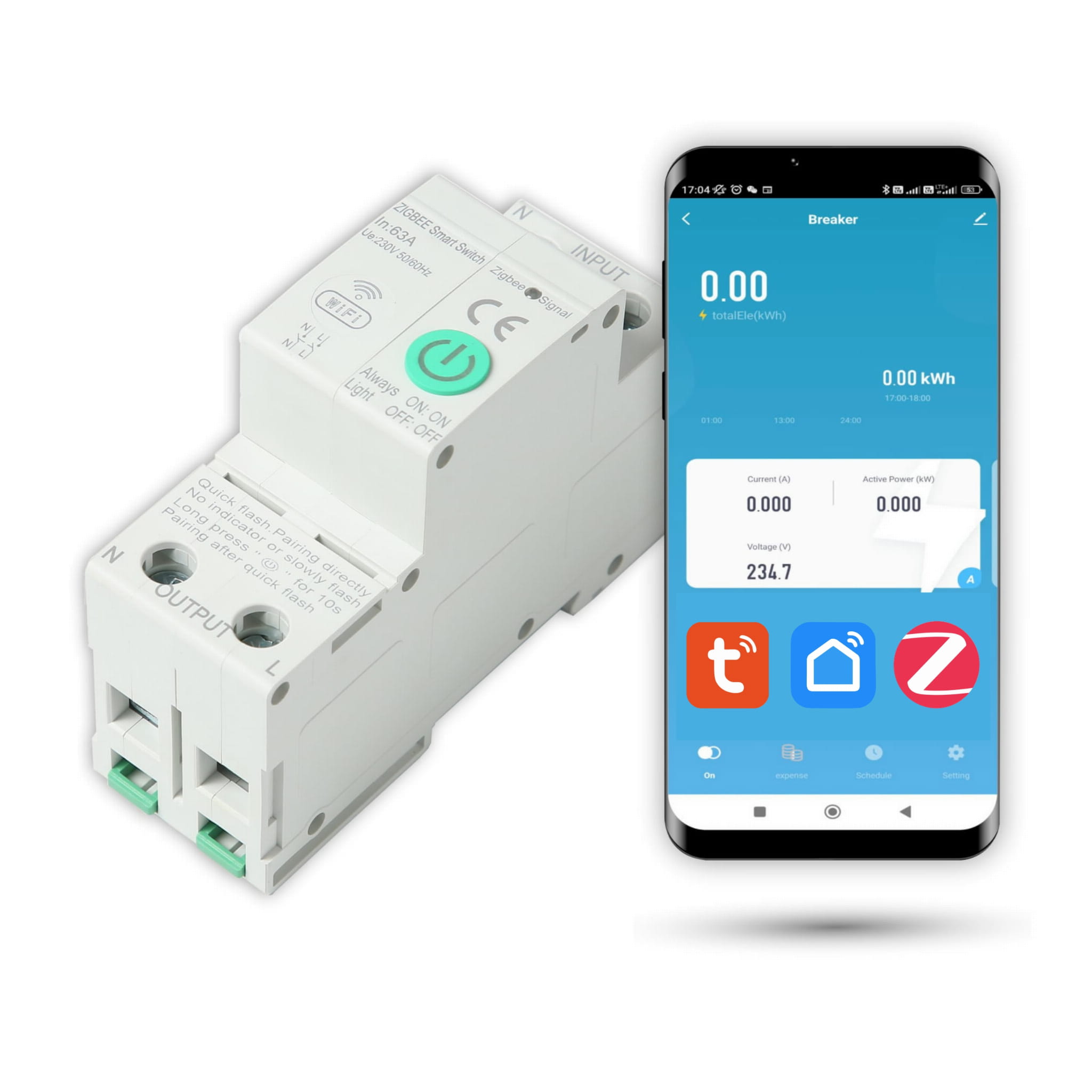 Zigbee Tuya 1-63a Energiemessungssicherung