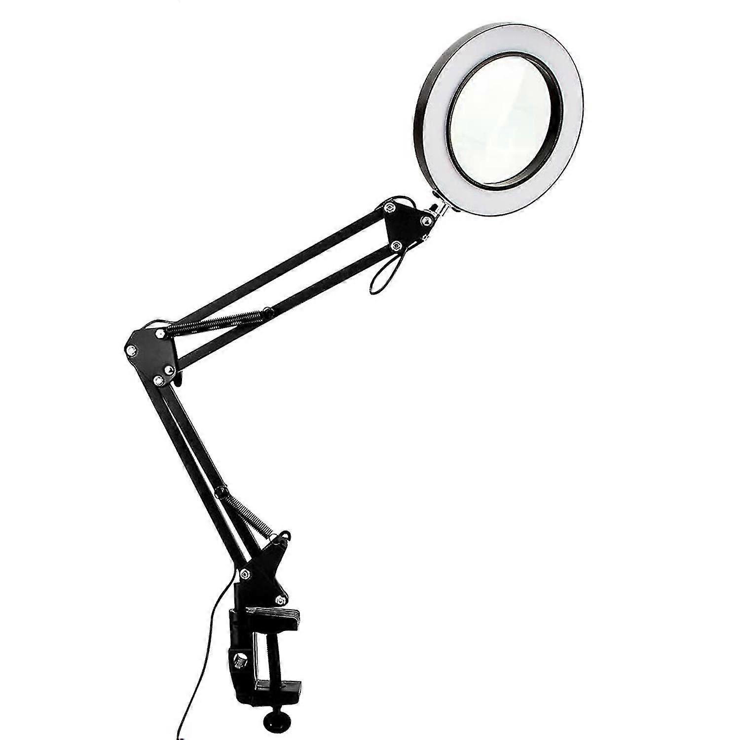 Schreibtischlampe Mit 10-facher Vergrößerung, Klemme, Verstellbarem Licht – 3 Farben Und 10 Helligkeitsstufen