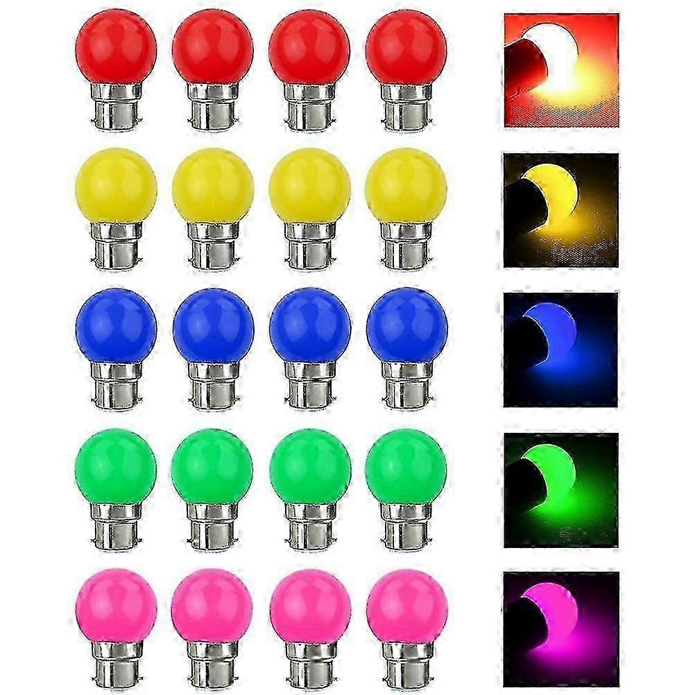 Packung Mit 20 B22 3w Led-lampen Mit Bajonettsockel, Farbwechselnd, Für Lichterketten