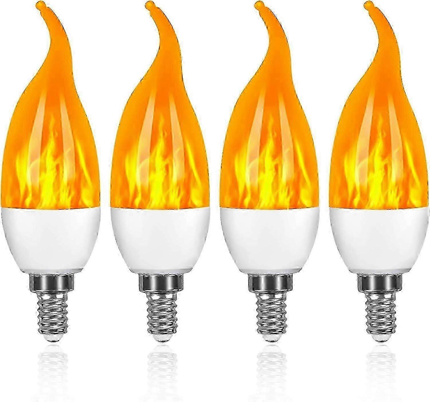E14 Led-lampen Mit Flammeneffekt, 3 W, 4er-pack, 3 Beleuchtungsmodi Für Dekorative Wohnraumbeleuchtung