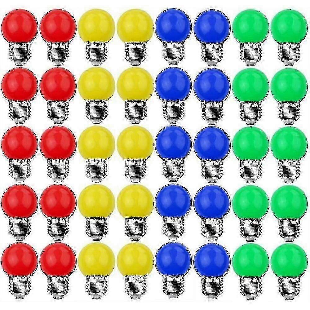 40 Dekorative E27-led-lampen, Verschiedene Farben: Rot, Gelb, Blau, Grün, 240 Lumen