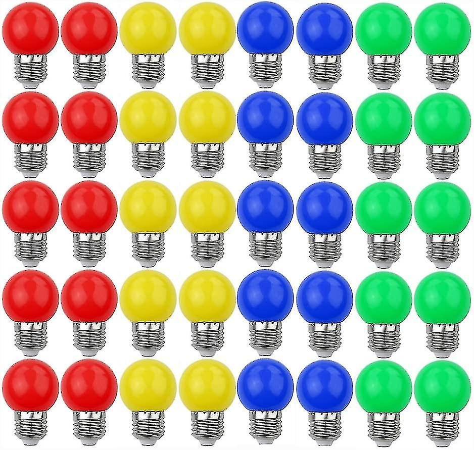 Dekorative Und Stilvolle E27 3w/30w Farbige Led-lampen, 240 Lumen, Ac 220-240v, Verschiedene Farben: Rot, Gelb, Blau, Grün - 40er-packung [energieeffizient]