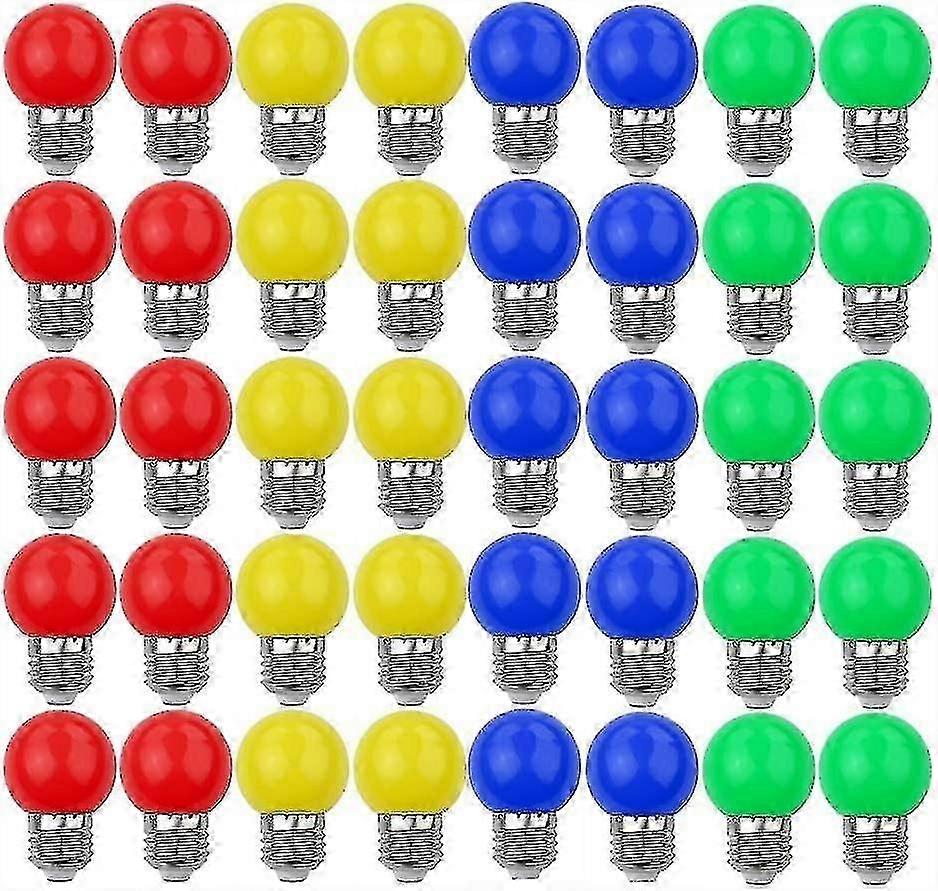 40er-packung E27 3w-30w 240lm Mehrfarbige Led-lampen (rot/gelb/blau/grün), Dekorative Beleuchtung, Ac220-240v