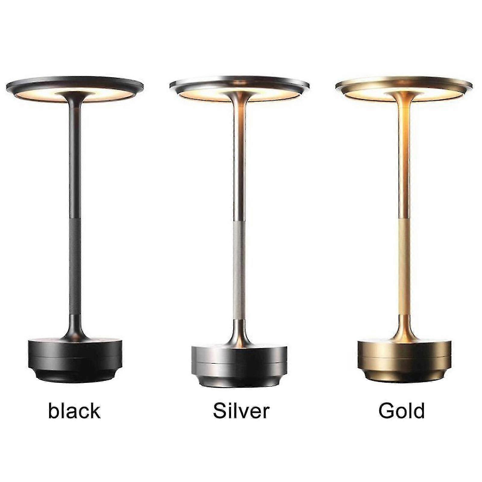 Wiederaufladbare, Wasserdichte, Dimmbare, Kabellose Schreibtischlampe In Metallic-farbe.