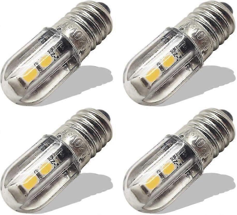 E10 Led-lampen (4er-pack), 220–230 V Wechselstrom, Warmweiß, Energiesparend, 4 Smd 3030 Leds, 8-mm-schraubsockel