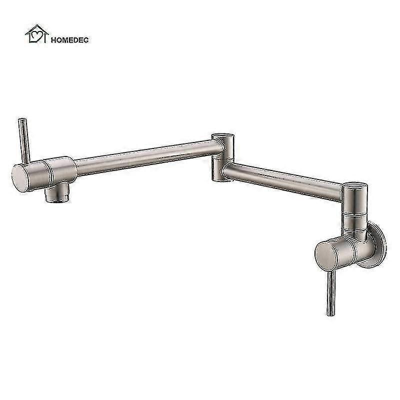 Wandarmatur Aus Messing Mit Schwenkbarem Auslauf – Oberfläche Aus Gebürstetem Nickel, Hoher Auslauf Für Küchenspülen
