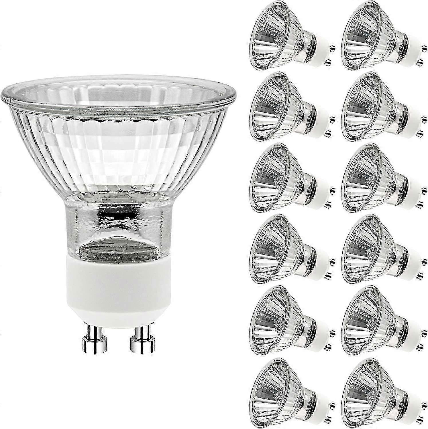 Packung Mit 12 Gu10 Halogenlampen Für Strahler, Dimmbar, 50 W, 220 V, 2 Pins, Lange Lebensdauer.