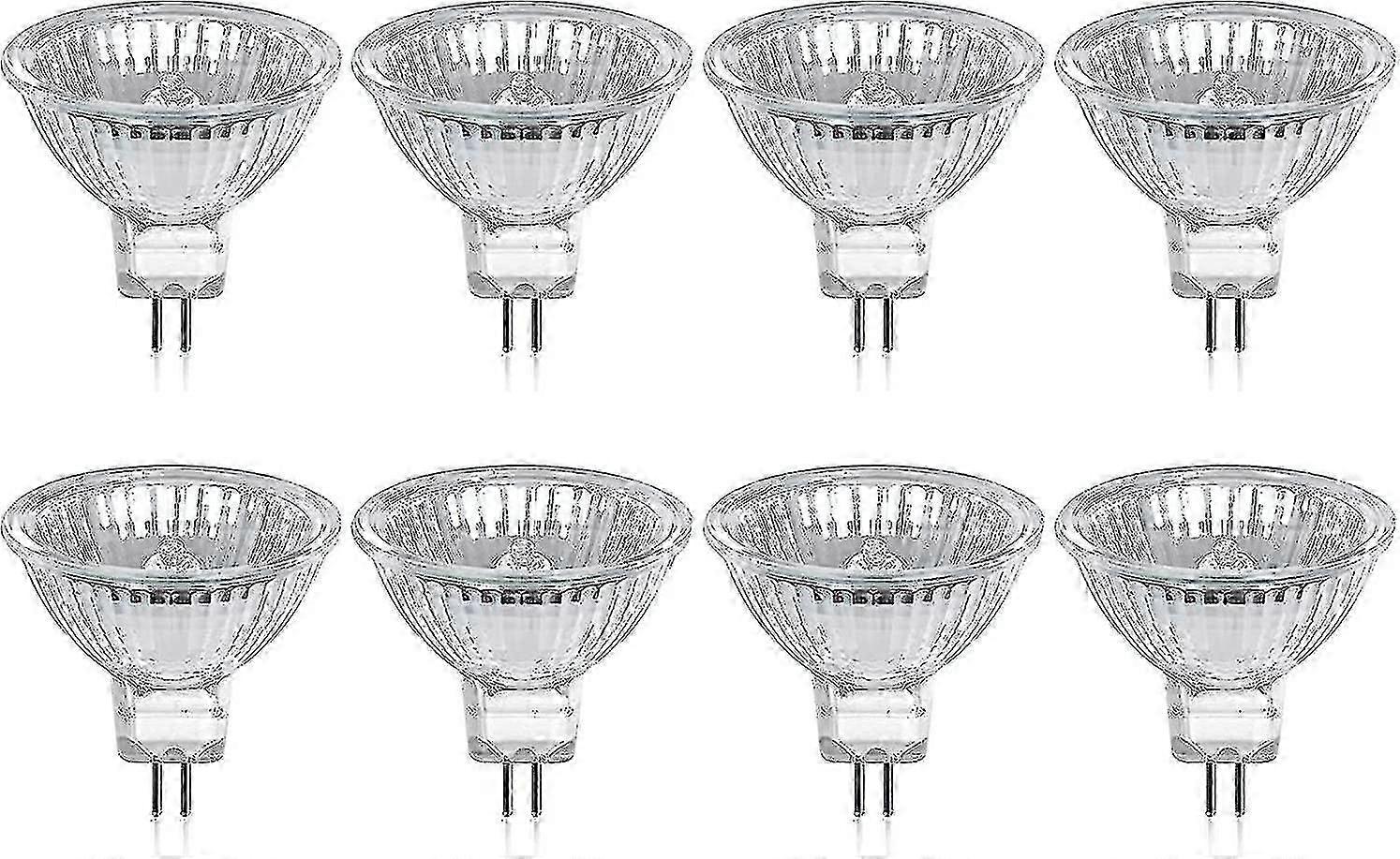 Packung Mit 8 Gu5.3 Mr16 35w 12v Dimmbaren Halogenlampen, Warmweiß 2800k 400lm, Mit Glasdiffusor.