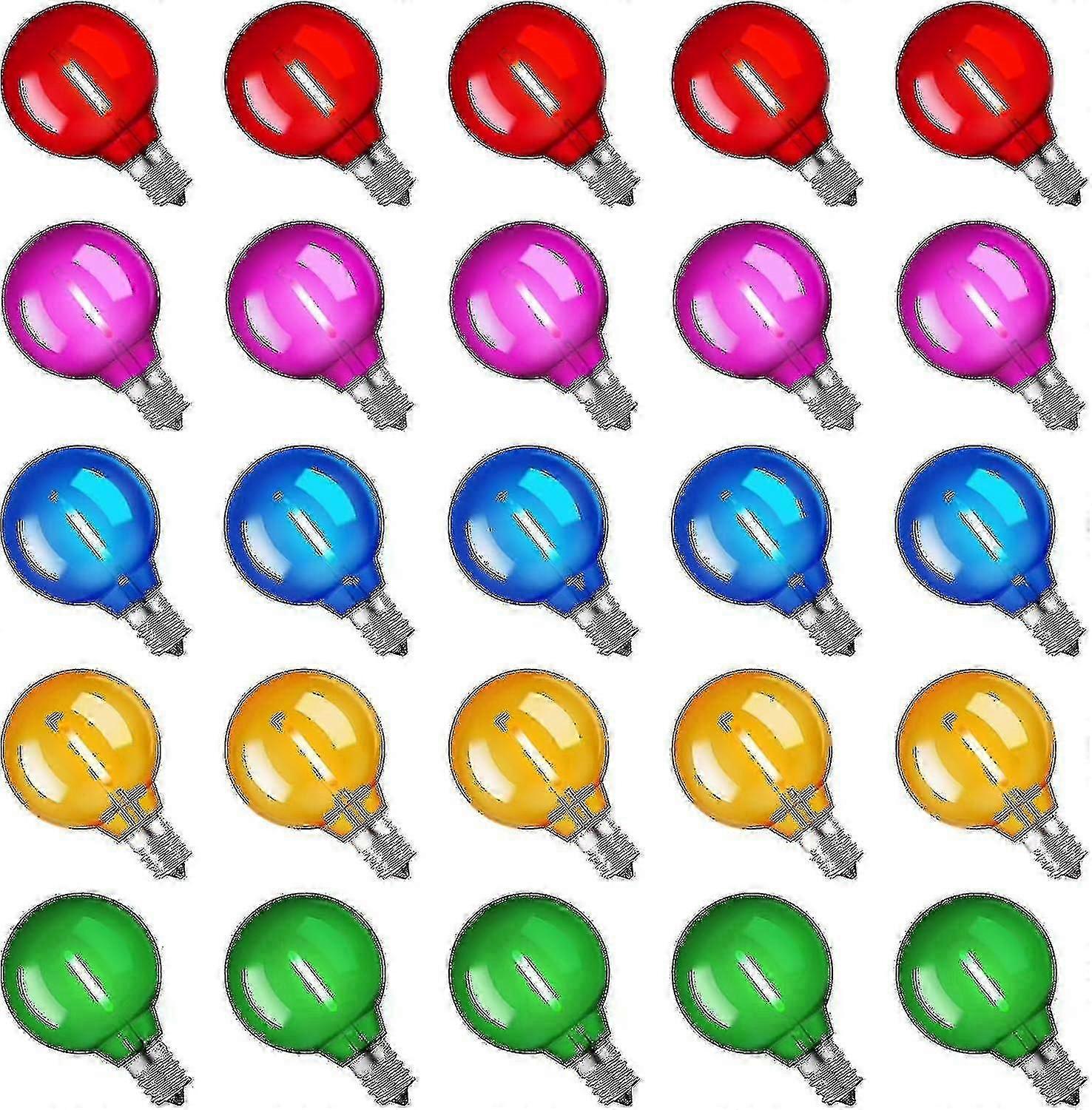 Packung Mit 25 Mehrfarbigen G40 Led-weihnachtslampen, Ul-geprüft, 1 W, E12/c7-sockel, Bruchsicherer Kunststoffkugel, Edison-stil.
