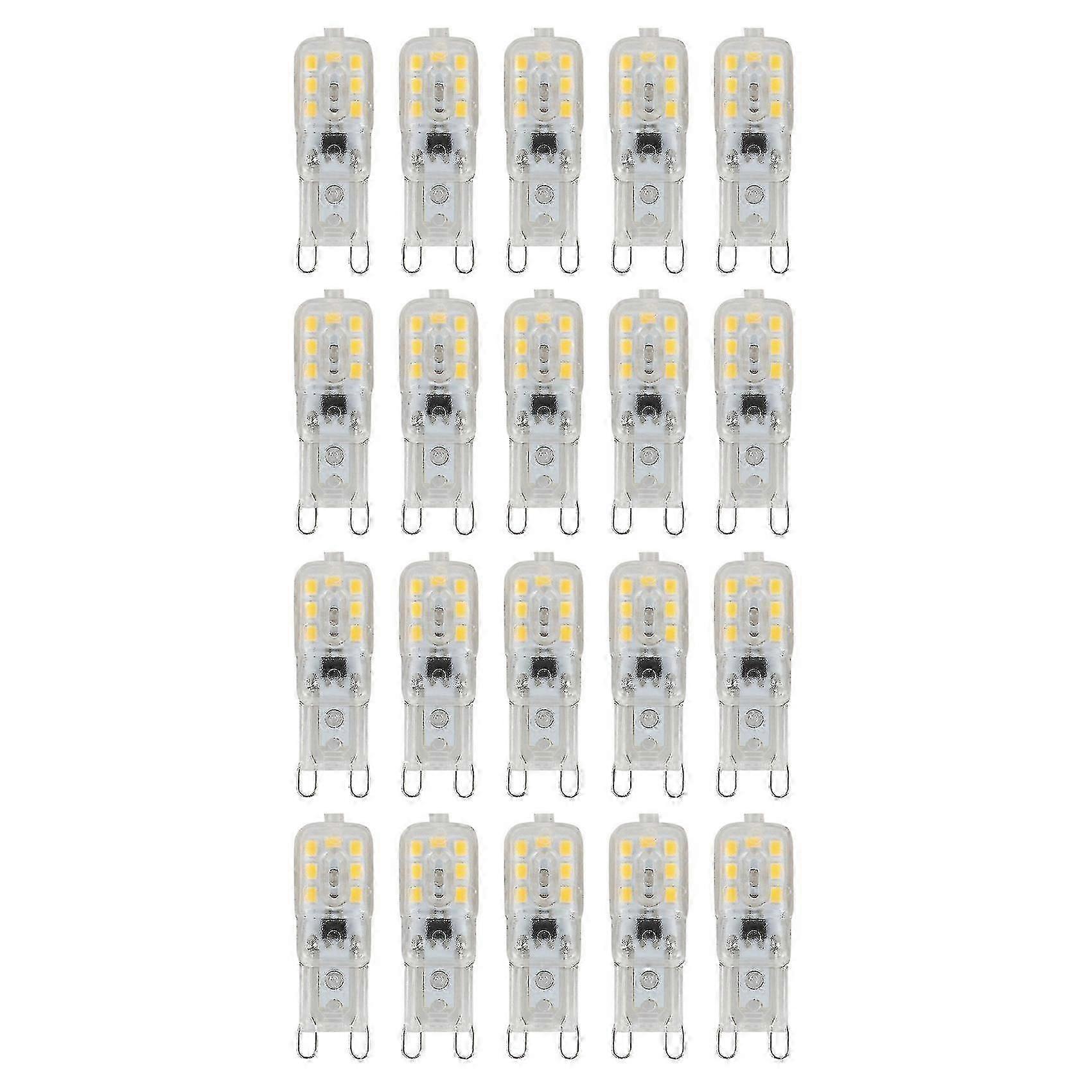 Packung Mit 20 Dimmbaren G9 5w Led-lampen, Warmweiß, Zum Ersatz Von Halogenlampen, 220–240v Wechselstrom