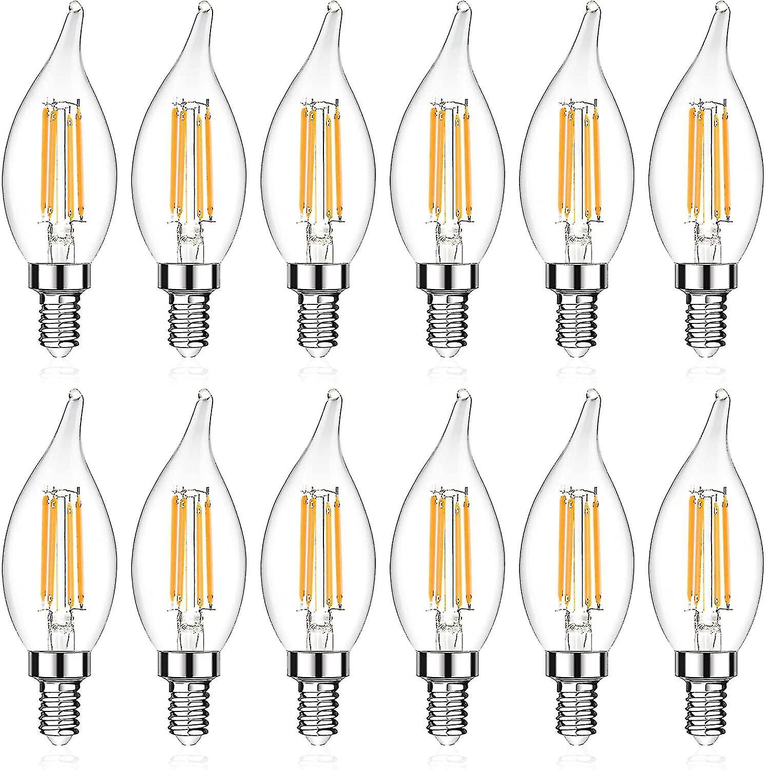 E12 Led-lampe Für Kerzenleuchter, Dekorative Led-filamentlampe Mit Flammeneffekt, E12-sockel, Nicht Dimmbar, 12er-packung