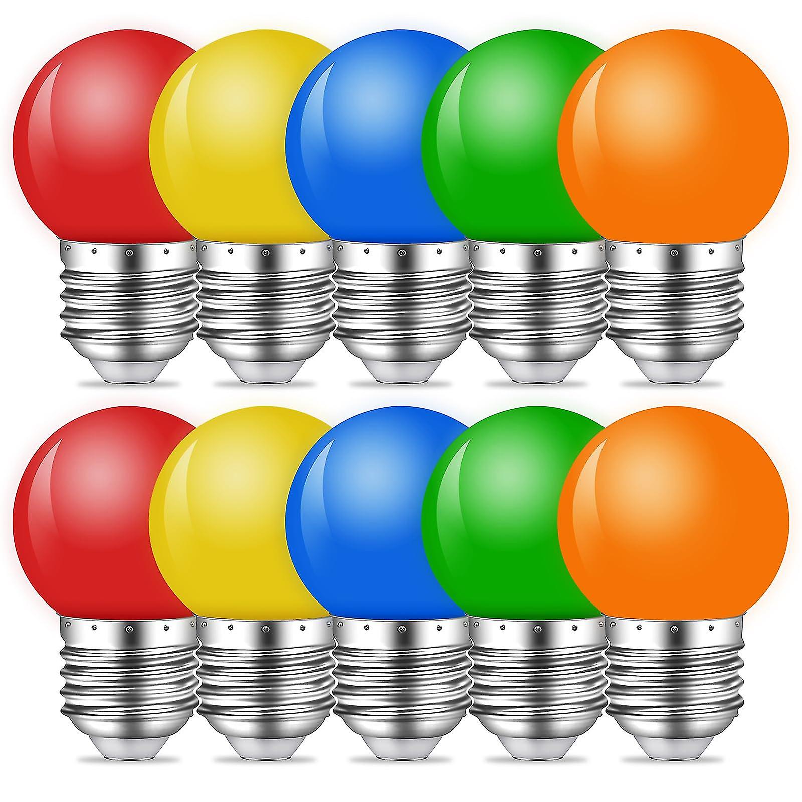 10er-pack Farbige Led-lampen, 1 W, E27 G45, Mini-led-globuslampen In Verschiedenen Farben Für Lichterketten Im Innen- Und Außenbereich, Weihnachten, Partys – Hy