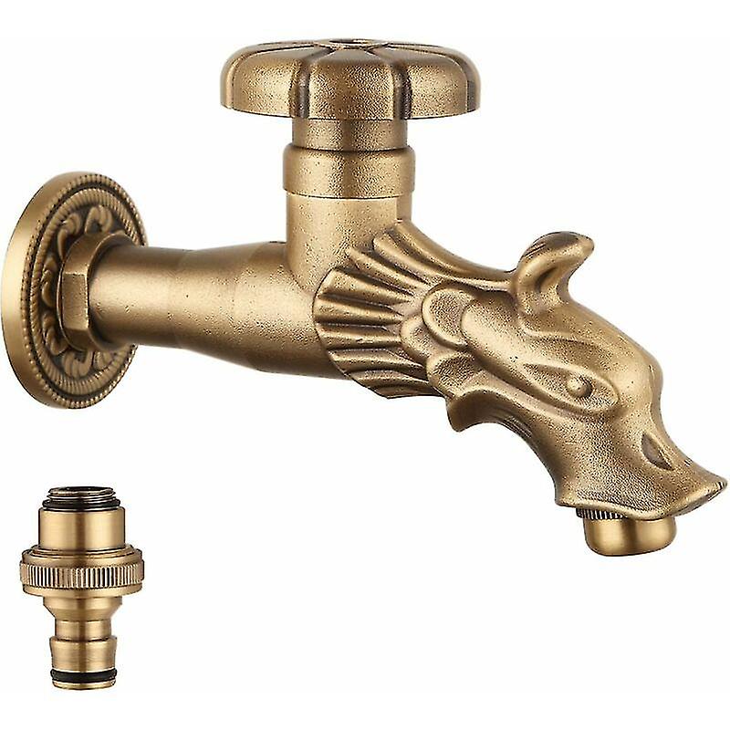 Antiker Gartenwasserhahn Im Renaissancestil, 1/2" Messing-brunnenhahn Mit Wasserspeier- Und Drachenkopfmotiv