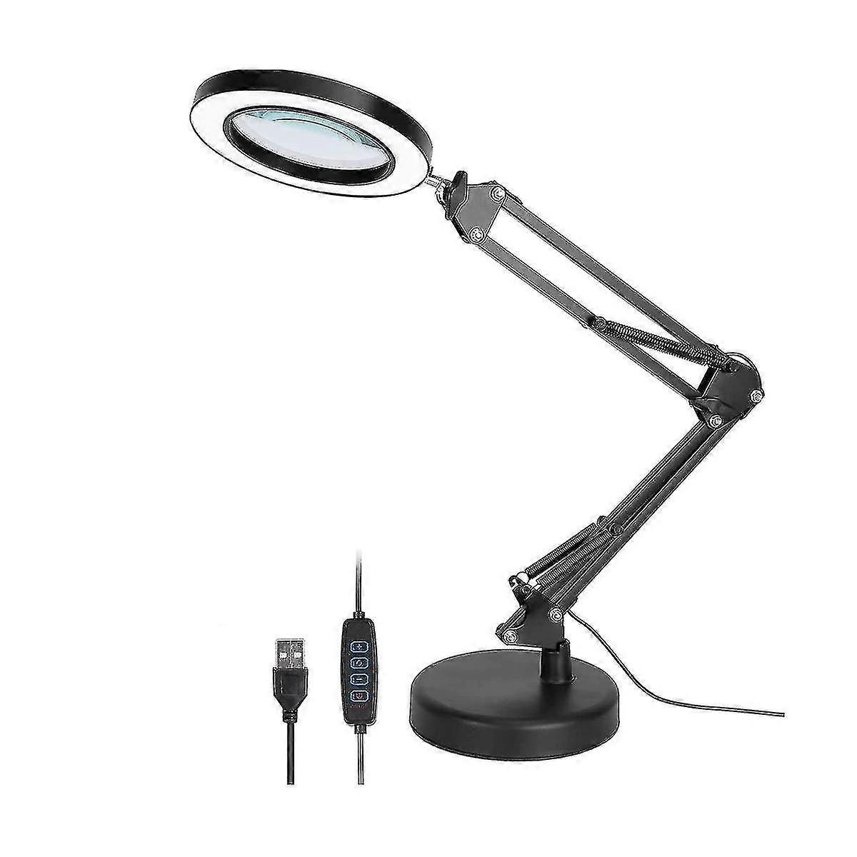 Vergrößerungsglas Mit 10-facher Beleuchtung Und Schreibtischlampe Mit 3 Farbmodi, Klemmständer