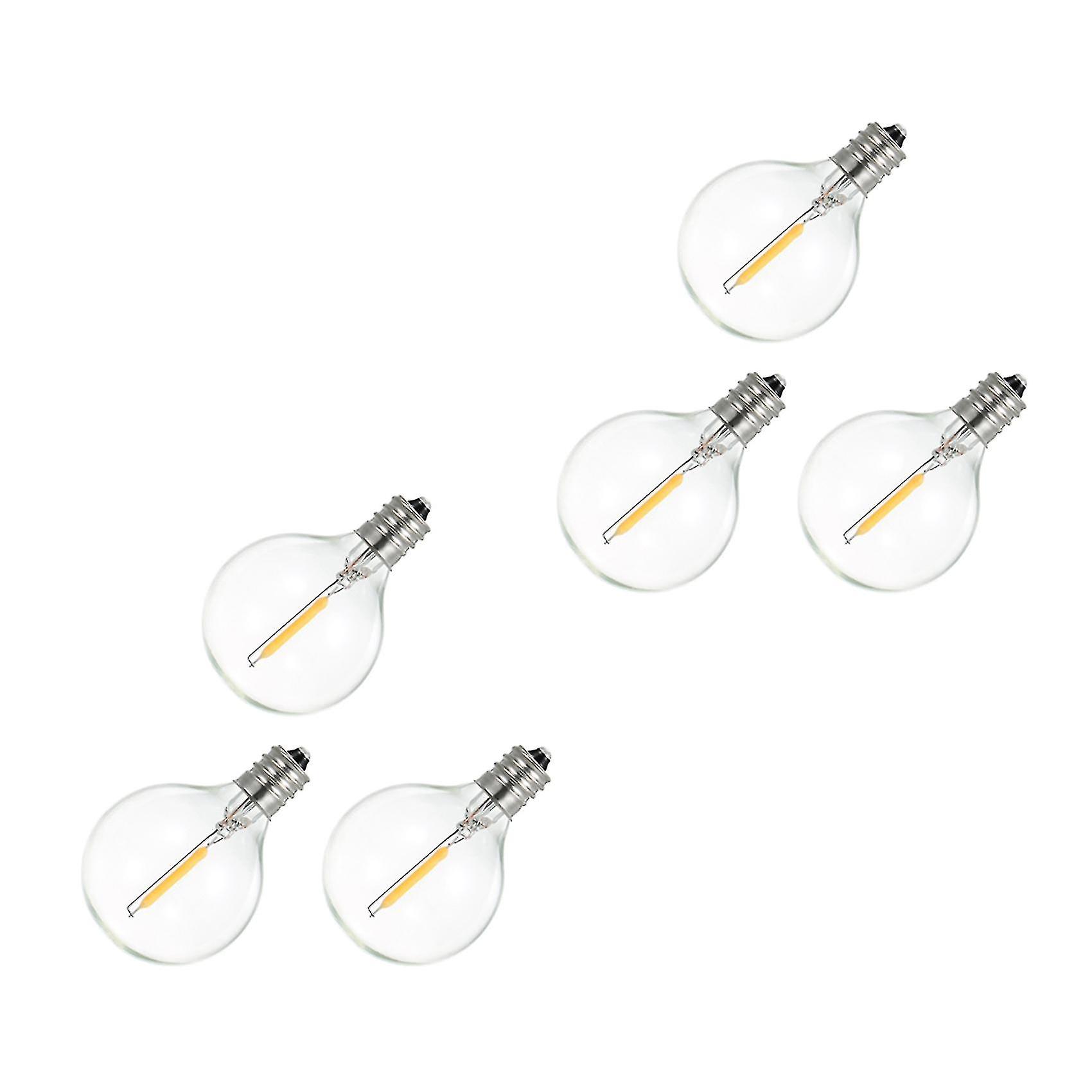 6er-pack G40-led-ersatzlampen, E12-spiralfassung, Bruchsicher, Für Solar-lichterketten