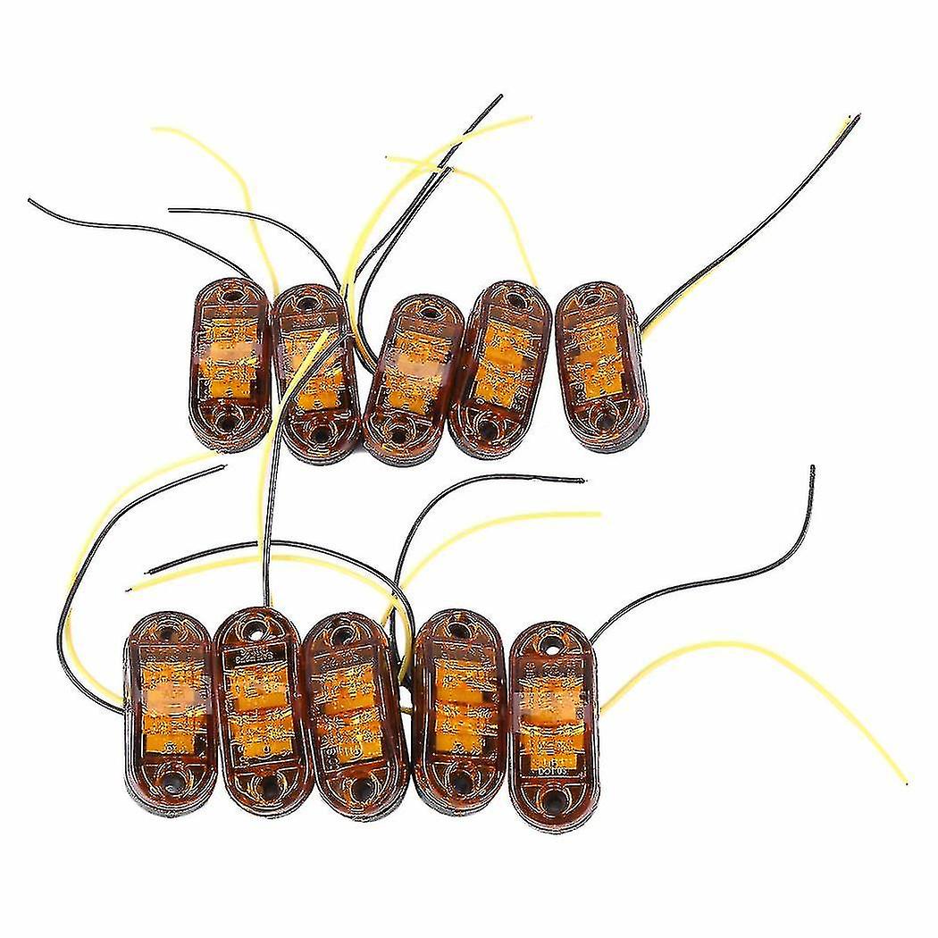 10 Ovale Gelbe Led-seitenmarkierungsleuchten, 6,35 Cm (2,5 Zoll) Mit 2 Dioden Für Anhänger Und Lkw (szkydv-yuhao)