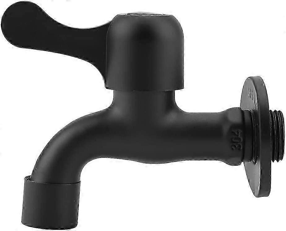 Wandmontierter Gartenwasserhahn Aus Edelstahl 304, 1/2 Zoll, Schwarz