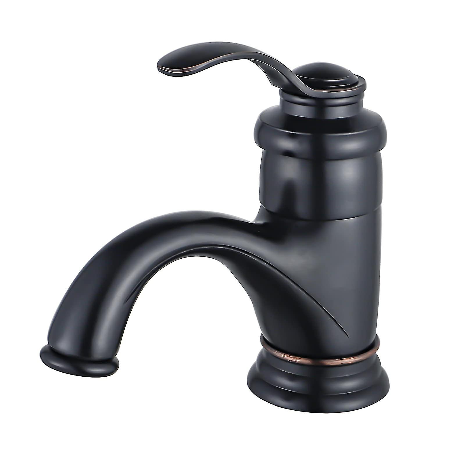 Retro-badezimmerarmatur In Schwarz, Waschtischarmatur Im Antik-stil, Einhebel-badezimmerarmatur In Gebürstetem Messing, Ausführung In Gebürsteter Bronze.
