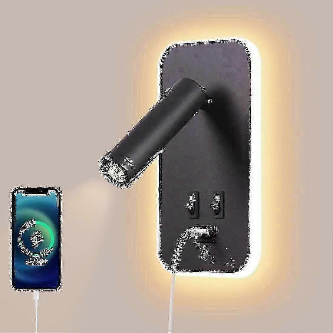 Verstellbare Led-wandleuchte Mit Usb-ladeanschluss Für Stimmungsvolle Beleuchtung Im Schlafzimmer