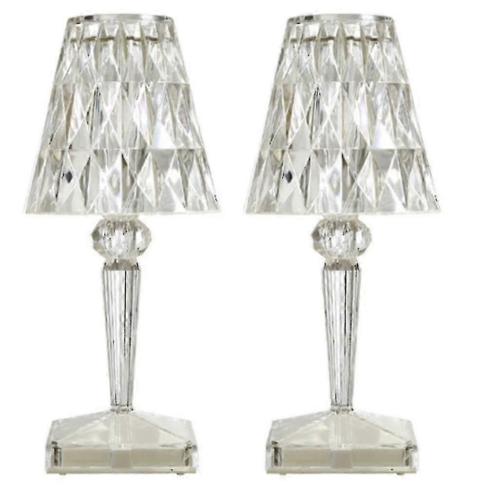 Wiederaufladbare Acryl-tischlampen Aus Kristallglas Mit Usb-anschluss Für Schlafzimmer, Nachttisch Oder Bar, 2er-set Moderne Nachtlichter