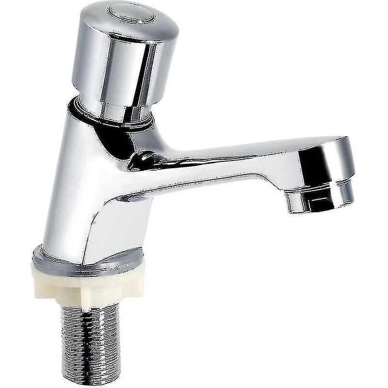 Verchromter Waschtischhahn Mit Zeitschaltuhr Und Automatischer Abschaltung, Wassersparend, Für Küche Und Bad, Silberfarben.