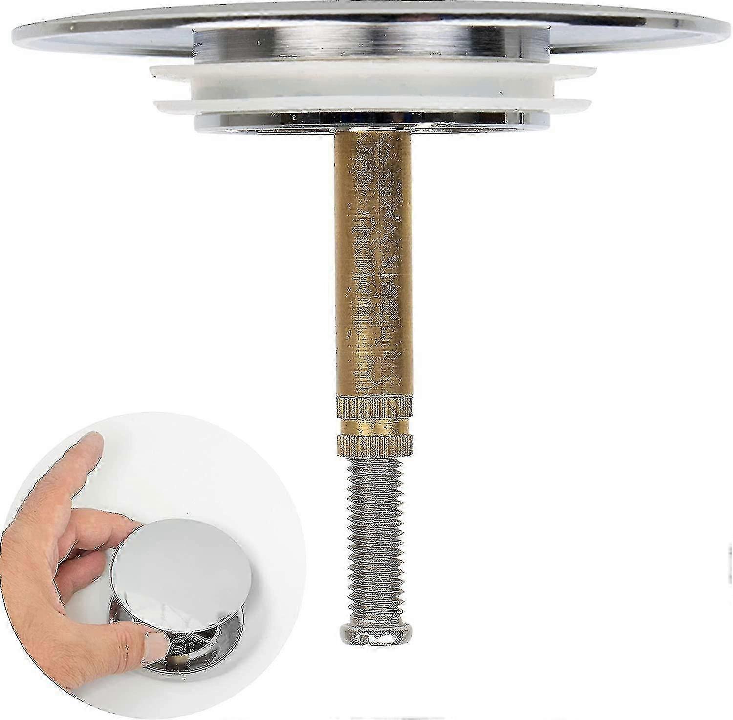 Doppelt Abgedichteter Badewannenstöpsel, Höhenverstellbar 70 Mm, Verchromtes Messing
