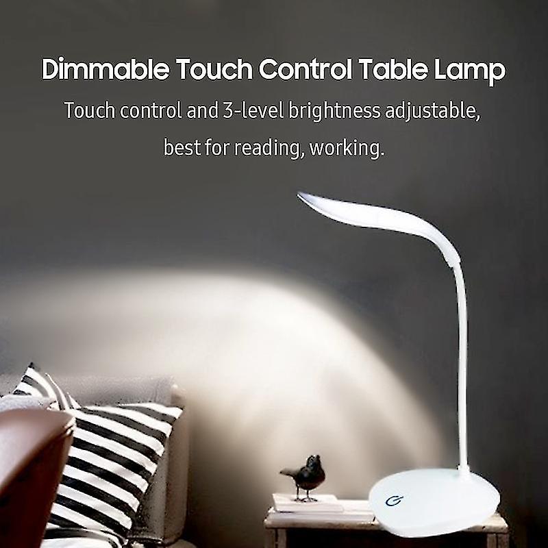 Led-schreibtischlampe, Nachttischlampe Mit Flexiblem Schwanenhals, Wiederaufladbare Leselampe Mit 3 Helligkeitsstufen - Yu