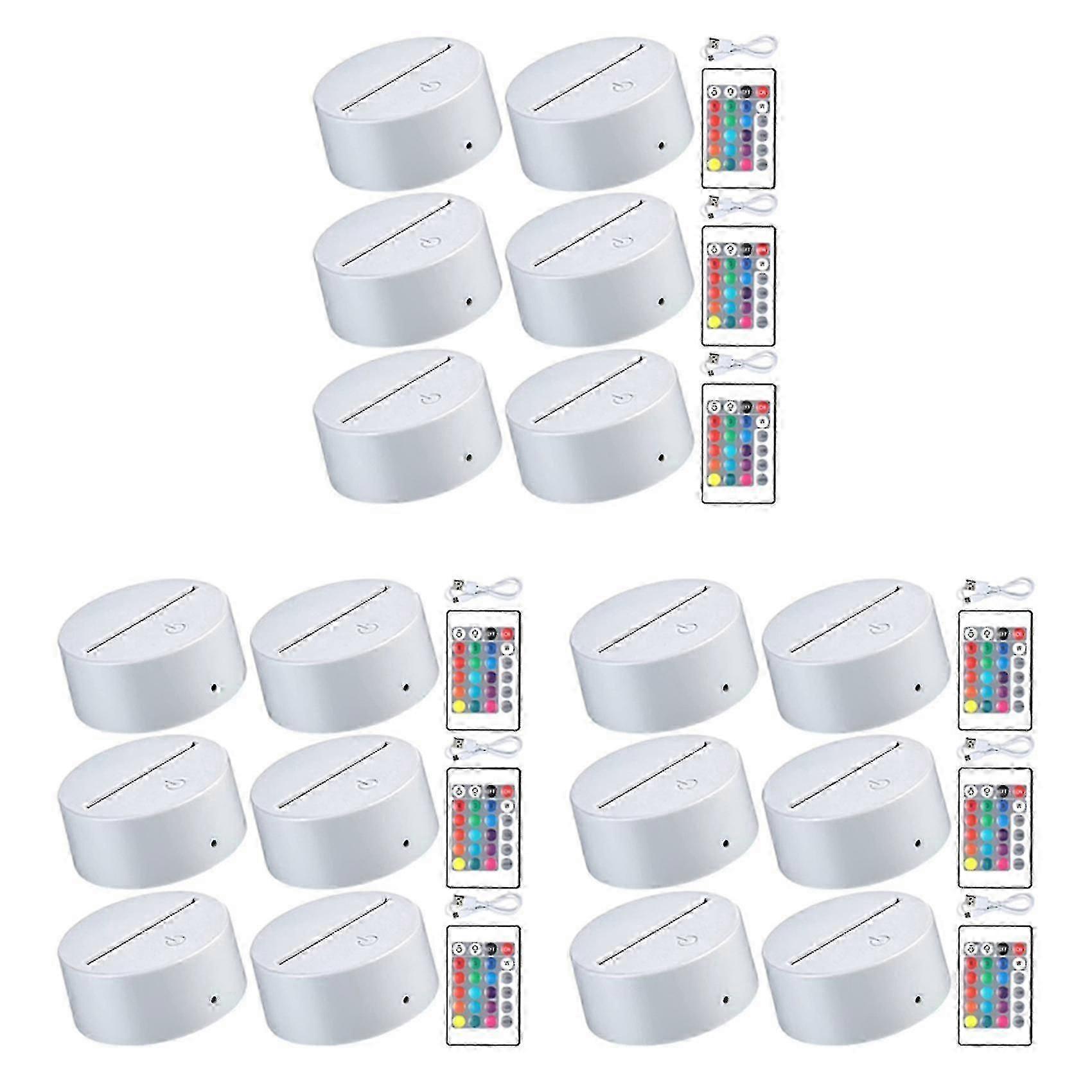Set Aus 18 3d-led-lichtbasen Für Nachtlichter, 16 Wechselnde Farben, Für Acryl- Und Harzkreationen.