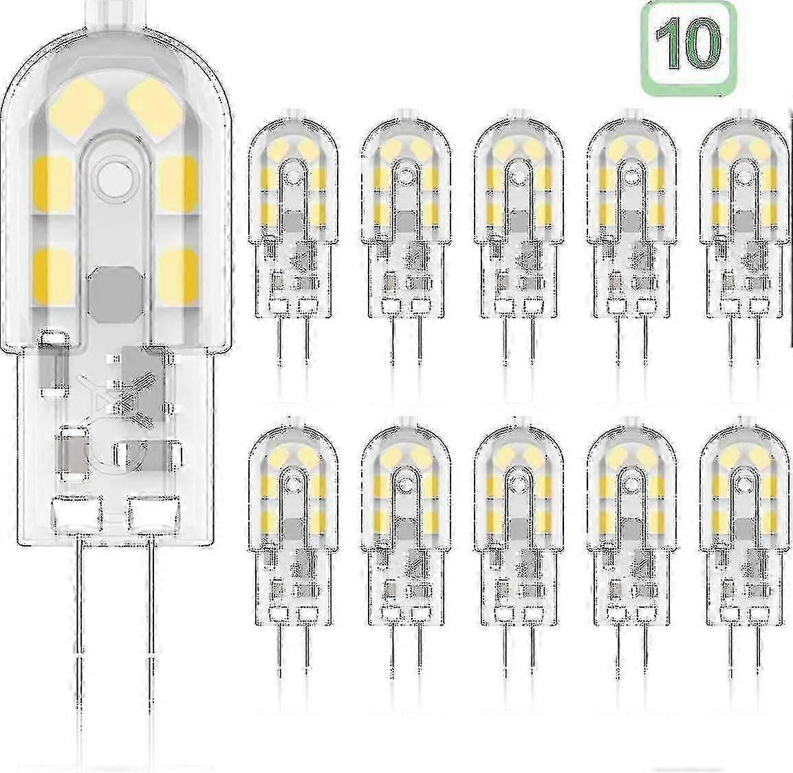 G4 2w Led-lampe (entspricht 20w), Warmweiß 3000k, 12v Ac/dc, 12 Smd-leds, Energieklasse A+, 10er-packung