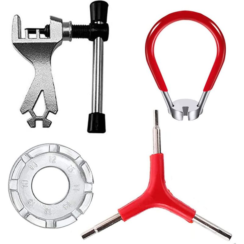 4-teiliges Fahrradspeichenschlüssel-set, Y-förmiger Kettenspannerschlüssel, Universeller Speichenschlüssel Aus Geschmiedetem Stahl, Fahrradradschlüssel, Speichenschlüssel