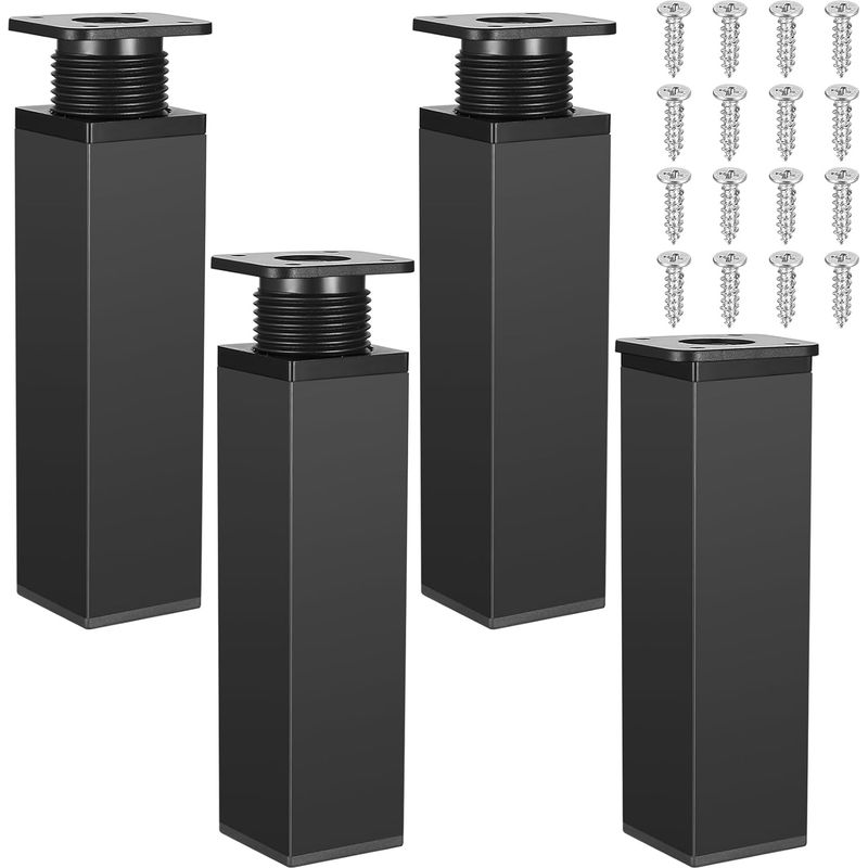 Stück Verstellbare Möbelbeine, Höhenverstellbare Tischbeine Aus Metall, Küchenschränke, Verstellbare Tischbeine (15 Cm, Schwarz)