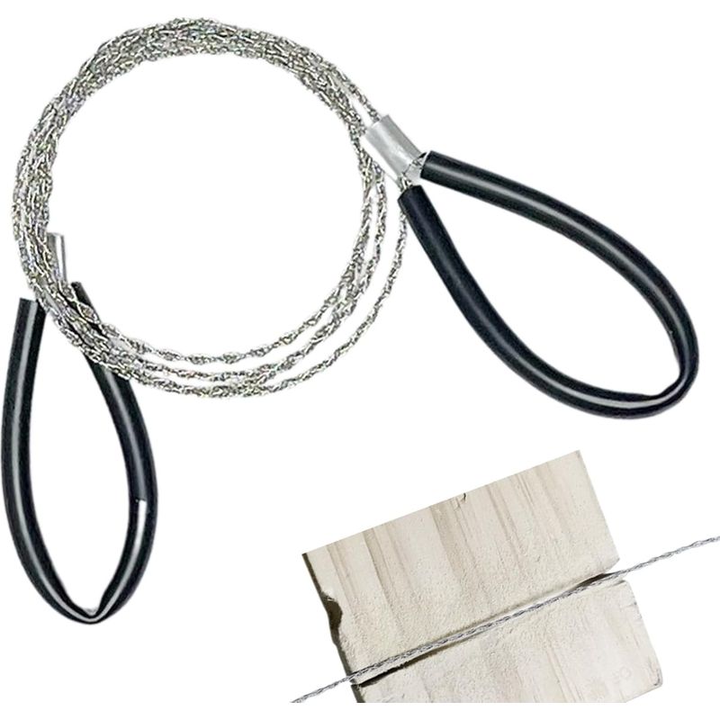 Edelstahl-drahtsäge Für Pvc-rohre, Schläuche Und Allgemeine Werkzeuge, 75 Cm Lange, Gezahnte Drahtsäge Mit Zwei Griffen Zum Schneiden Von Holz, Kunststoff, Knochen Und Gummi