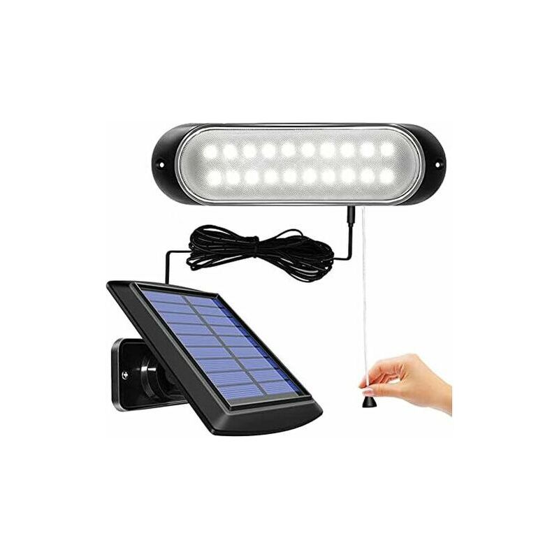 Solarleuchte Mit Bewegungsmelder Und 20 Leds, Abnehmbare Solarleuchte Mit 5 M Kabel, Wasserdichte Solarlampe Für Drinnen Und Draußen Mit Zugschalter, Beleuchtung Für Schuppen, Garten, Schlafzimmer Und
