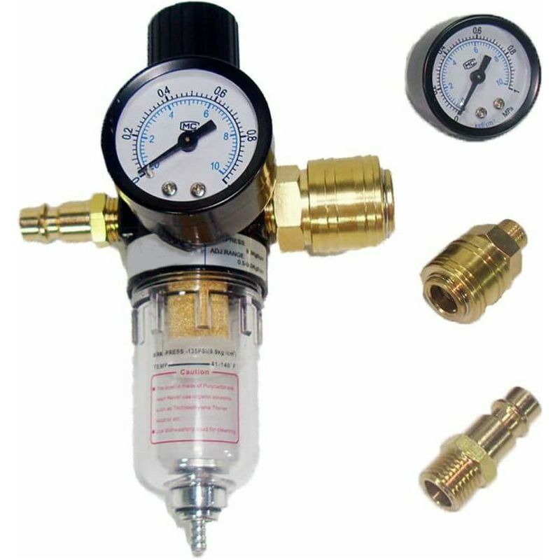 Druckluft-wartungseinheit – 1/4"-druckminderer – Monoblock-druckluftregler Mit Wasserabscheider Und Deutschen Schnellkupplungen Für Kompressorfilter