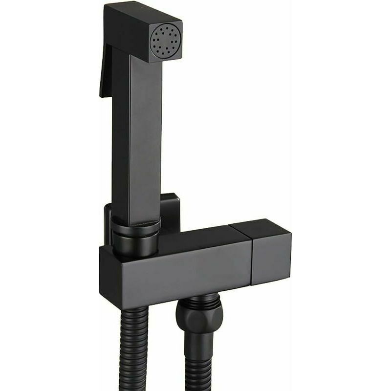 Tigrezy Dusch- Und Wc-set, Handbrause Aus Schwarzem Messing, Wand-bidet, Komplettes Hygiene-set, G1/2