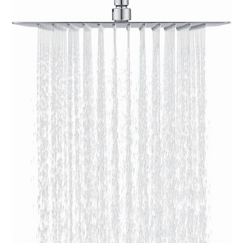 Quadratischer Duschkopf (30 Cm) Aus Edelstahl 304, Wassersparender Regenduschkopf Mit 144 Kalkabweisenden Silikondüsen, 360° Drehbar – Chrom