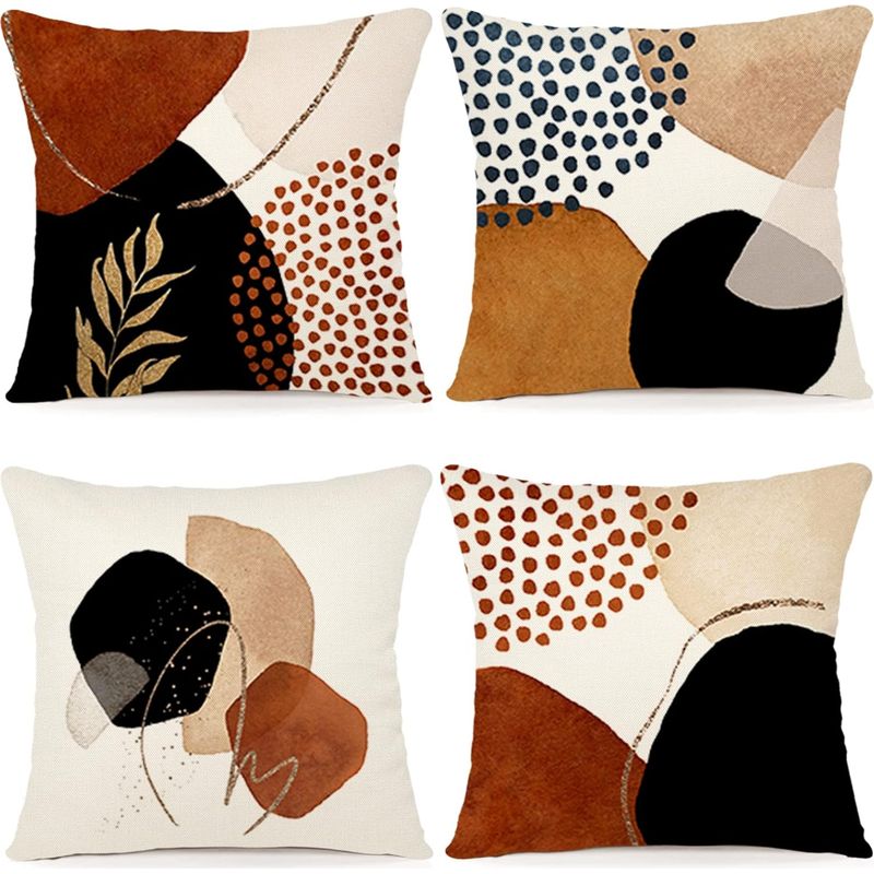 4er-set Kissenbezüge (45 X 45 Cm) Aus Leinen, Modernes Boho-sofa-kissen Mit Abstraktem Muster, Geeignet Für Schlafzimmer Und Garten.