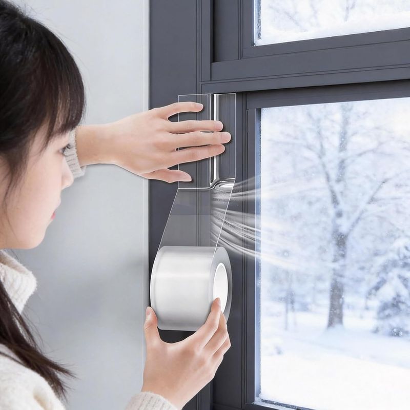Dichtungsband Für Türen Und Fenster, 5 Cm X 10 M, Wetterfest, Transparent, Selbstklebend, Winter-fensterdichtungsstreifen, Winddicht, Staubdicht, Kälteabweisend
