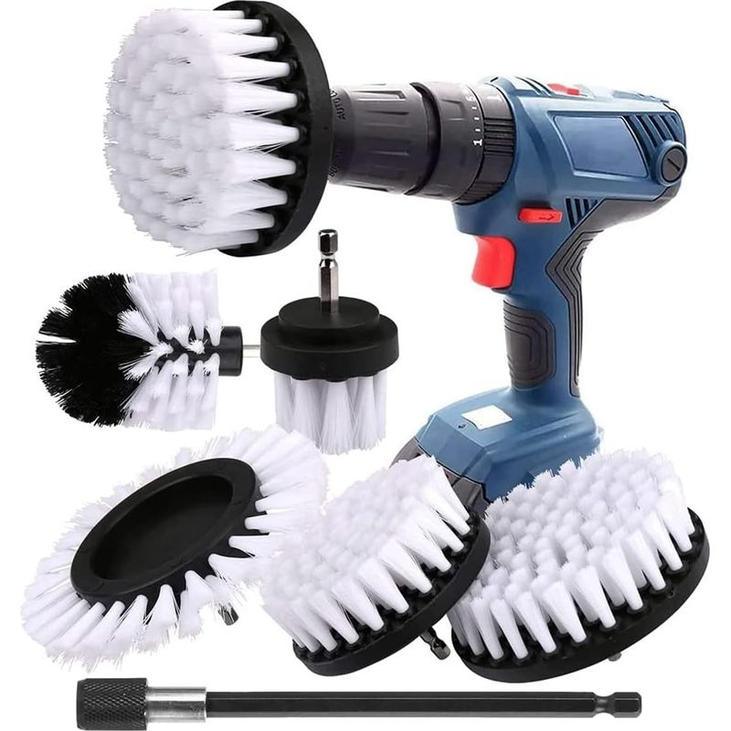 Reinigungsbürsten Für Bohrmaschinen (6er-set), Für Auto, Fliesen, Teppich, Badewanne, Küche, Toilette, Elektrogeräte, Rotationsbohrer, Weiß
